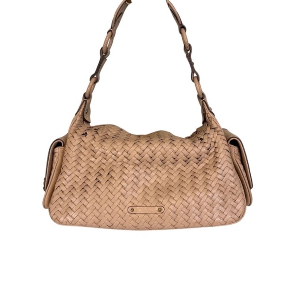 Cole Haan Satchel Shoulder Hobo Bag Tan Leather Village Weave Pebble Leather NWT